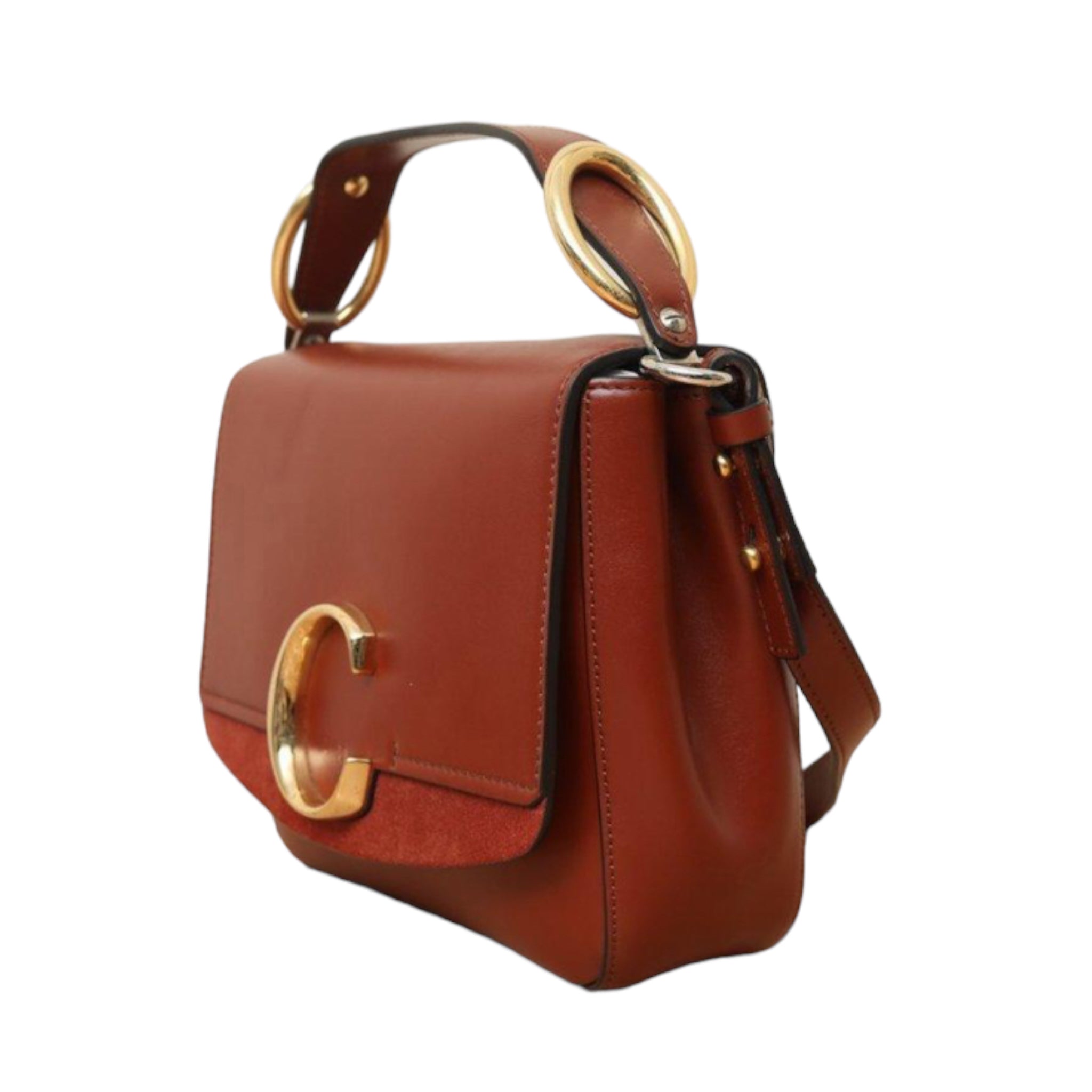 Chloe C small square shoulder bag Sepia brown SONO LUXE