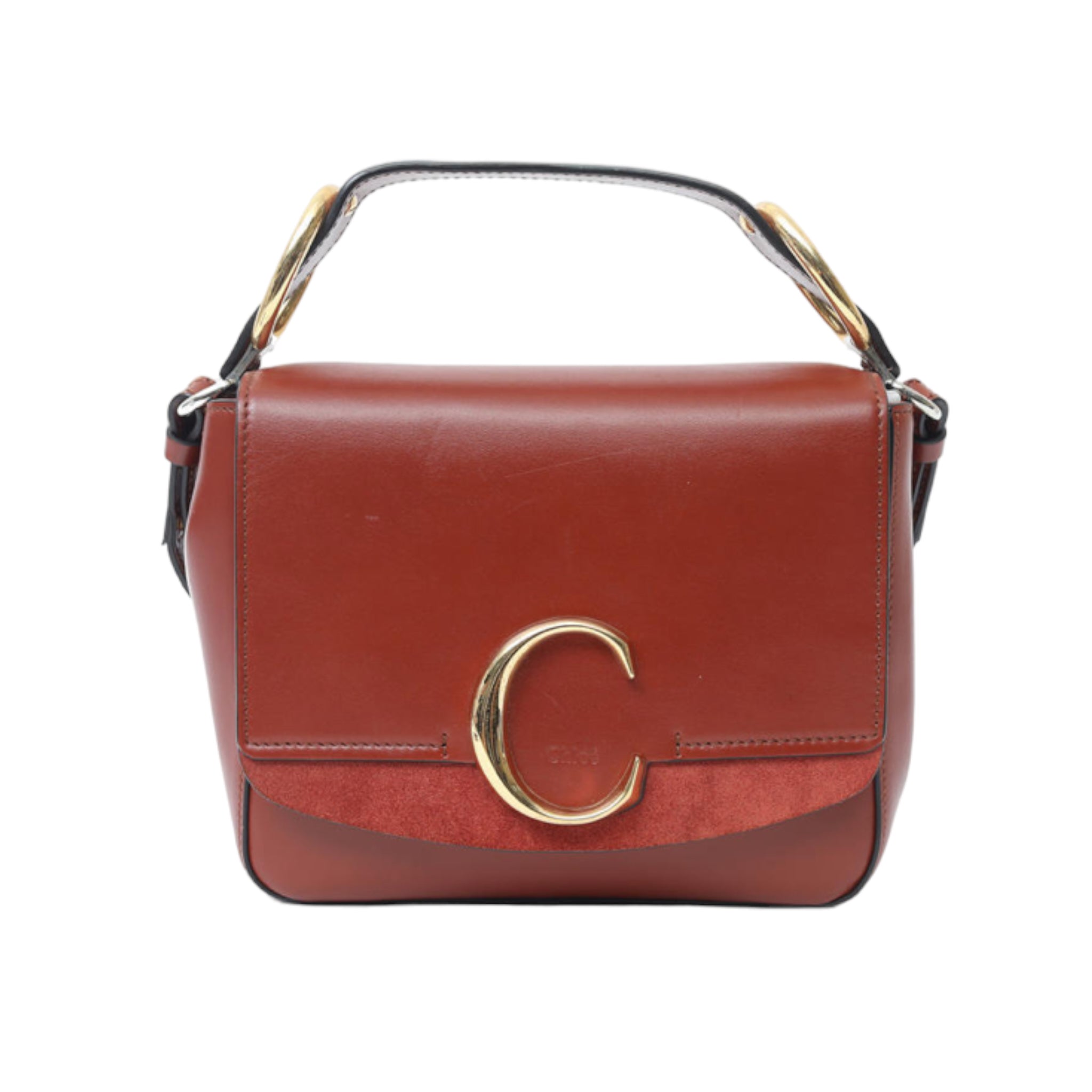 Chloe C small square shoulder bag Sepia brown SONO LUXE