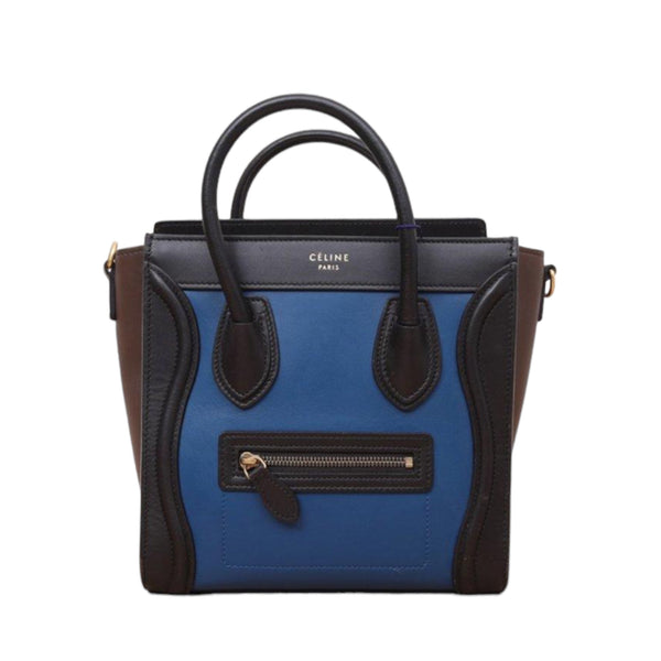 Céline ink blue and black smooth calfskin leather nano luggage tote