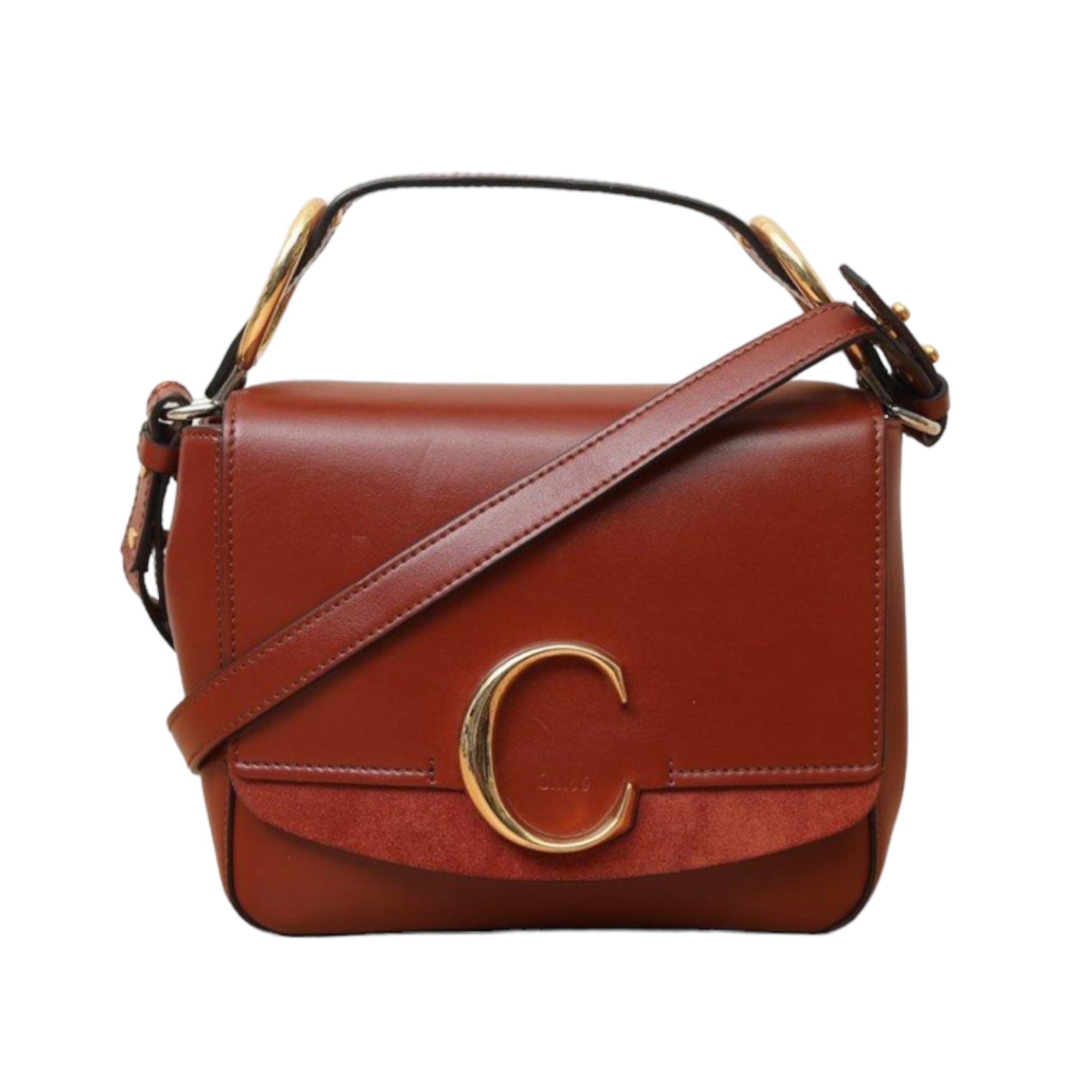 Chloe C small square shoulder bag Sepia brown SONO LUXE